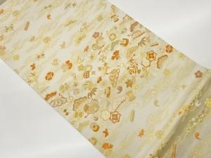 波に宝尽くし模様織出し袋帯